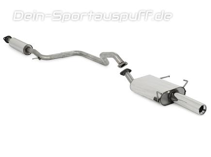 Fox Edelstahl Sportauspuff-Komplettanlage ab Kat Nissan Primera P11 Limousine 96-99 1x90mm rund eingerollt gerade mit Absorber