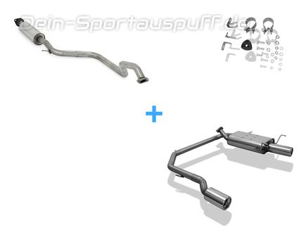 Fox Edelstahl Duplex Sportauspuff-Komplettanlage ab Kat Nissan Primera P11 Limousine ab 99 1x90mm rund eingerollt gerade mit Absorber