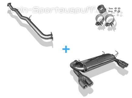 Fox Edelstahl Duplex Racing-Komplettanlage ab Kat. Nissan 350Z Coupe u. Roadster 2x76mm rund eingerollt gerade mit Absorber