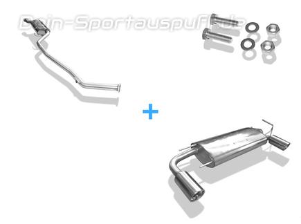 Fox Edelstahl Duplex Sportauspuff-Komplettanlage ab Kat Nissan Murano Z50 1x100mm rund eingerollt abgeschrägt mit Absorber
