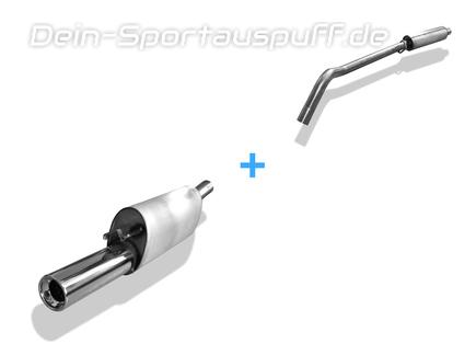Fox Edelstahl Sportauspuff-Komplettanlage ab Kat Opel Corsa A CC 1x90mm rund eingerollt gerade mit Absorber