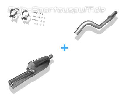 Fox Edelstahl Sportauspuff-Komplettanlage ab Kat Opel Corsa A CC inkl. GSi 1x90mm rund eingerollt gerade mit Absorber
