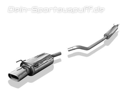 Fox Edelstahl Sportauspuff-Komplettanlage ab Kat Opel Corsa B 135x80mm flachoval eingerollt abgeschrägt mit Absorber