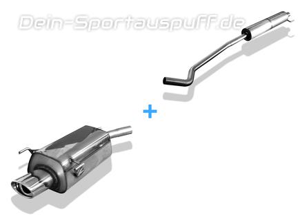 Fox Edelstahl Sportauspuff-Komplettanlage ab Kat Opel Corsa C 115x85mm oval eingerollt abgeschrägt mit Absorber