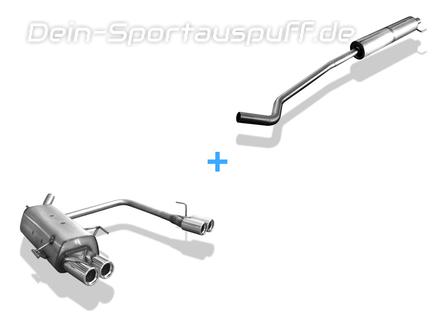 Fox Edelstahl Duplex Sportauspuff-Komplettanlage ab Kat Opel Corsa C 2x76mm rund eingerollt gerade mit Absorber