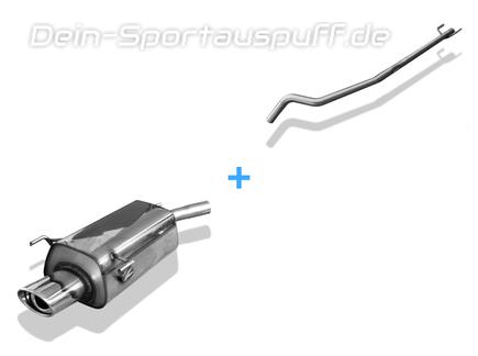 Fox Edelstahl Racing-Komplettanlage ab Kat. Opel Corsa C 115x85mm oval eingerollt abgeschrägt mit Absorber