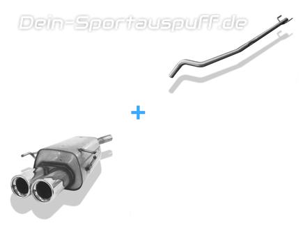 Fox Edelstahl Racing-Komplettanlage ab Kat. Opel Corsa C 2x76mm rund eingerollt gerade mit Absorber