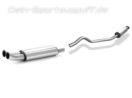 Fox Edelstahl Sportauspuff-Komplettanlage ab Kat Opel Kadett E CC 2x76mm DTM rund scharf gerade