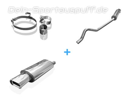 Fox Edelstahl Sportauspuff-Komplettanlage ab Kat Opel Astra F inkl. GSi CC Fließheck 1-Punkt-Aufhängung 135x80mm flachoval eingerollt abgeschrägt mit Absorber