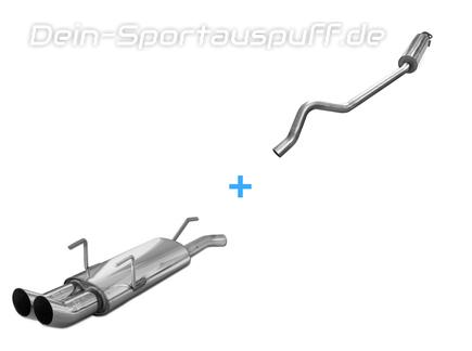 Fox Edelstahl Sportauspuff-Komplettanlage ab Kat Opel Astra F inkl. GSi CC Fließheck 3-Punkt-Aufhängung 2x76mm DTM rund scharf gerade