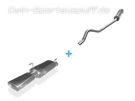 Fox Edelstahl Sportauspuff-Komplettanlage ab Kat Opel Astra F Stufenheck u. Cabrio 3-Punkt-Aufhängung 135x80mm flachoval eingerollt abgeschrägt mit Absorber