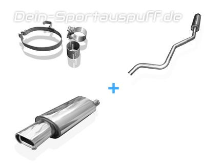 Fox Edelstahl Sportauspuff-Komplettanlage ab Kat Opel Astra F Caravan 1-Punkt-Aufhängung 135x80mm flachoval eingerollt abgeschrägt mit Absorber
