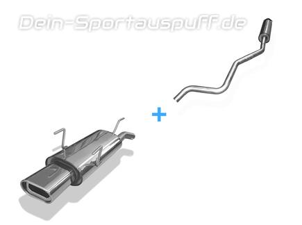 Fox Edelstahl Sportauspuff-Komplettanlage ab Kat Opel Astra F Caravan 3-Punkt-Aufhängung 135x80mm flachoval eingerollt abgeschrägt mit Absorber