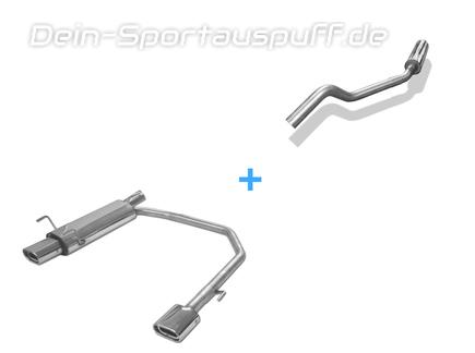 Fox Edelstahl Duplex Sportauspuff-Komplettanlage ab Kat Ø63,5mm-System Opel Astra F inkl. Gsi 16V CC Fließheck 1-Punkt-Aufhängung 135x80mm flachoval eingerollt abgeschrägt mit Absorber