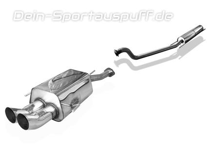 Fox Edelstahl Sportauspuff-Komplettanlage ab Kat Opel Astra G CC Fließheck 2x76mm DTM rund scharf gerade