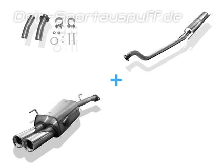 Fox Edelstahl Sportauspuff-Komplettanlage ab Kat Opel Astra G Caravan 2x80mm rund eingerollt gerade mit Absorber