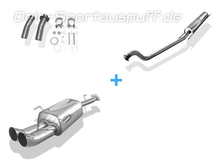 Fox Edelstahl Sportauspuff-Komplettanlage ab Kat Opel Astra G Caravan 2x76mm DTM rund scharf gerade