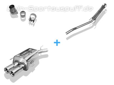 Fox Edelstahl Sportauspuff-Komplettanlage ab Kat Ø60mm-System Opel Astra G CC Fließheck 2x80mm rund eingerollt gerade mit Absorber