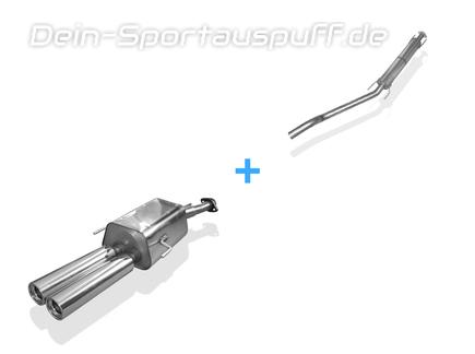 Fox Edelstahl Sportauspuff-Komplettanlage ab Kat Ø60mm-System Opel Astra G Stufenheck 2x80mm rund eingerollt gerade mit Absorber