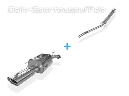 Fox Edelstahl Sportauspuff-Komplettanlage ab Kat Ø60mm-System Opel Astra G Stufenheck 135x80mm flachoval eingerollt abgeschrägt mit Absorber