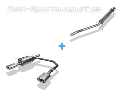 Fox Edelstahl Duplex Sportauspuff-Komplettanlage ab Kat Ø60mm-System Opel Astra G CC Fließheck 135x80mm flachoval eingerollt abgeschrägt mit Absorber
