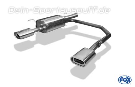 Fox Edelstahl Duplex Sportauspuff-Komplettanlage ab Kat Ø60mm-System Opel Astra G Stufenheck 135x80mm flachoval eingerollt abgeschrägt mit Absorber