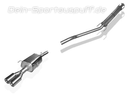 Fox Edelstahl Sportauspuff-Komplettanlage ab Kat Ø60mm-System Opel Astra G Coupe u. Cabrio 2x76mm rund eingerollt gerade mit Absorber