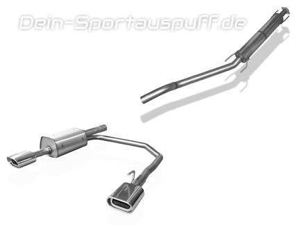 Fox Edelstahl Duplex Sportauspuff-Komplettanlage ab Kat Ø60mm-System Opel Astra G Coupe u. Cabrio 135x80mm flachoval eingerollt abgeschrägt mit Absorber