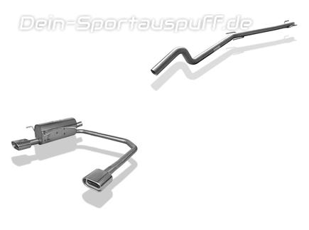 Fox Edelstahl Duplex Sportauspuff-Komplettanlage ab Kat Opel Astra H inkl. GTC Diesel 135x80mm flachoval eingerollt abgeschrägt mit Absorber