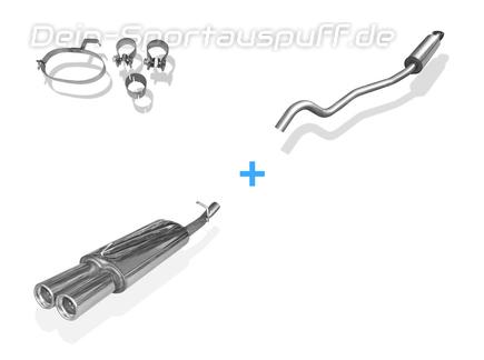 Fox Edelstahl Sportauspuff-Komplettanlage ab Kat Opel Vectra A Stufenheck 2x76mm rund eingerollt gerade mit Absorber