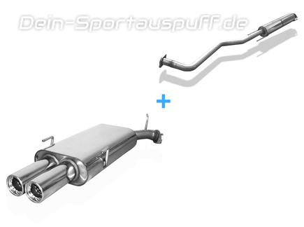 Fox Edelstahl Sportauspuff-Komplettanlage ab Kat Opel Vectra B Fließheck, Stufenheck u. Caravan ab 1999 2x80mm rund eingerollt gerade mit Absorber