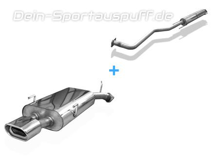Fox Edelstahl Sportauspuff-Komplettanlage ab Kat Opel Vectra B Fließheck, Stufenheck u. Caravan ab 1999 135x80mm flachoval eingerollt abgeschrägt mit Absorber