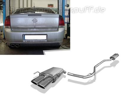 Fox Edelstahl Sportauspuff-Komplettanlage ab Kat Opel Vectra C inkl. GTS 2x106x71mm oval eingerollt abgeschrägt