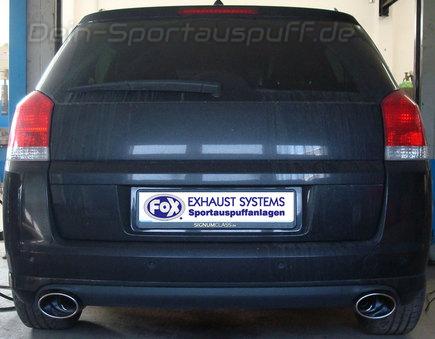 Fox Edelstahl Duplex Sportauspuff-Komplettanlage ab Kat Opel Signum 2.8l 140x90mm oval eingerollt abgeschrägt