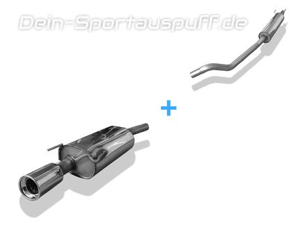 Fox Edelstahl Sportauspuff-Komplettanlage ab Kat Opel Tigra A 1x90mm rund eingerollt gerade mit Absorber