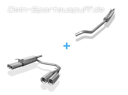 Fox Edelstahl Duplex Sportauspuff-Komplettanlage ab Kat Opel Tigra A 2x90mm rund eingerollt gerade mit Absorber