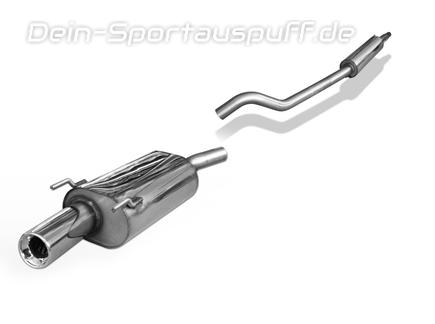 Fox Edelstahl Sportauspuff-Komplettanlage ab Kat Ø60mm-System Opel Tigra A 1x90mm rund eingerollt gerade mit Absorber