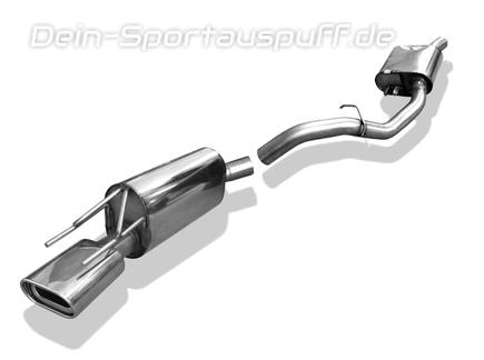 Fox Edelstahl Sportauspuff-Komplettanlage ab Kat Opel Calibra A Turbo 135x80mm flachoval eingerollt abgeschrägt mit Absorber