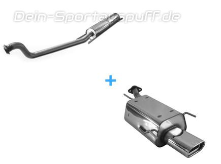 Fox Edelstahl Sportauspuff-Komplettanlage ab Kat Opel Zafira A 135x80mm flachoval eingerollt abgeschrägt mit Absorber
