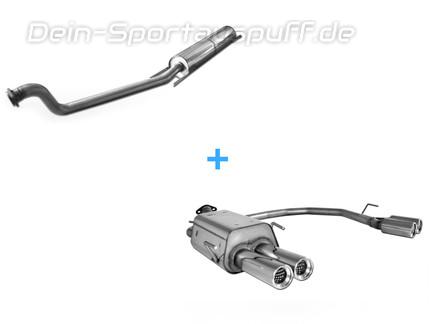 Fox Edelstahl Duplex Sportauspuff-Komplettanlage ab Kat Opel Zafira A 2x80mm rund eingerollt gerade mit Absorber