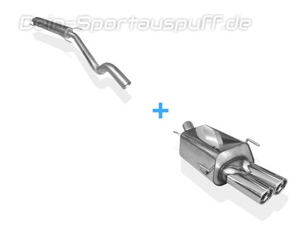 Fox Edelstahl Sportauspuff-Komplettanlage ab Kat Opel Zafira A OPC 2x80mm rund eingerollt abgeschrägt mit Absorber