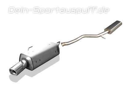 Fox Edelstahl Sportauspuff-Komplettanlage ab Kat Peugeot 206 S16 Fließheck u. Cabrio ab 99 88x79mm rechteckig eingerollt abgeschrägt mit Absorber