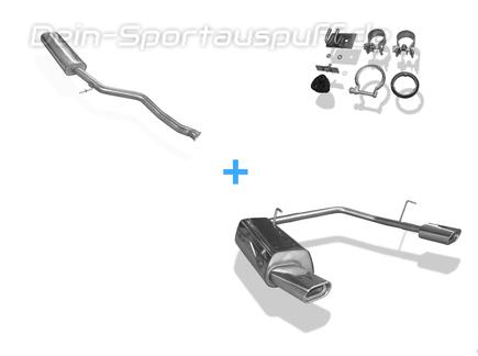 Fox Edelstahl Duplex Sportauspuff-Komplettanlage ab Kat Peugeot 206 S16 Fließheck u. Cabrio ab 99 135x80mm flachoval eingerollt abgeschrägt mit Absorber