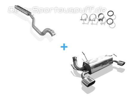 Fox Edelstahl Duplex Sportauspuff-Komplettanlage ab Kat Peugeot 206 RC 135x80mm flachoval eingerollt abgeschrägt