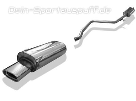 Fox Edelstahl Sportauspuff-Komplettanlage ab Kat Peugeot 306 Fließheck 135x80mm flachoval eingerollt abgeschrägt mit Absorber