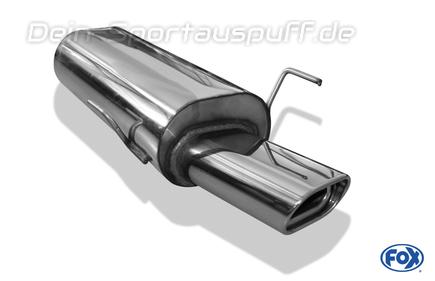 Fox Edelstahl Racing-Komplettanlage ab Kat. Peugeot 306 Fließheck 135x80mm flachoval eingerollt abgeschrägt mit Absorber