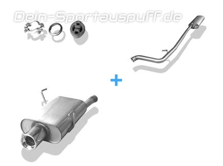 Fox Edelstahl Sportauspuff-Komplettanlage ab Kat Peugeot 406 Break 1.8l ab 2000 1x90mm rund eingerollt gerade mit Absorber