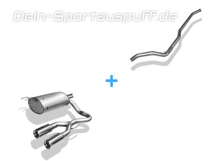 Fox Edelstahl Komplettanlage ab Kat Ausgang mittig Renault Twingo 1 Typ C06 Bj.93-07 2x76mm rund eingerollt gerade mit Absorber