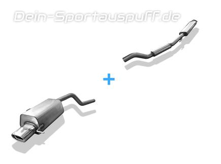 Fox Edelstahl Sportauspuff-Komplettanlage ab Kat Renault Clio 2 Typ B 1.2l 135x80mm flachoval eingerollt abgeschrägt mit Absorber