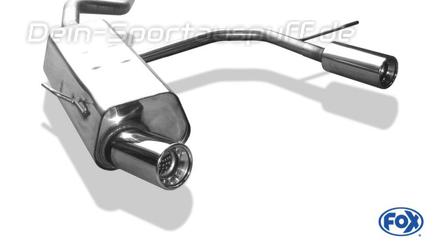 Fox Edelstahl Duplex Sportauspuff-Komplettanlage ab Kat Renault Clio 2 Typ B 1.5l-1.9l Diesel 1x90mm rund eingerollt gerade mit Absorber